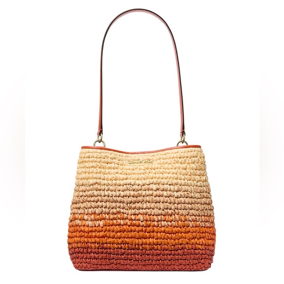 NWT Michael Kors Pratt Medium Ombré Straw Shoulder Bag - Picture 1 of 2